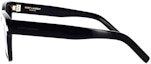 Shop Saint Laurent Kacamata Hitam Unisex Acetate Tak Beraturan dengan Detail Logo. SL560001