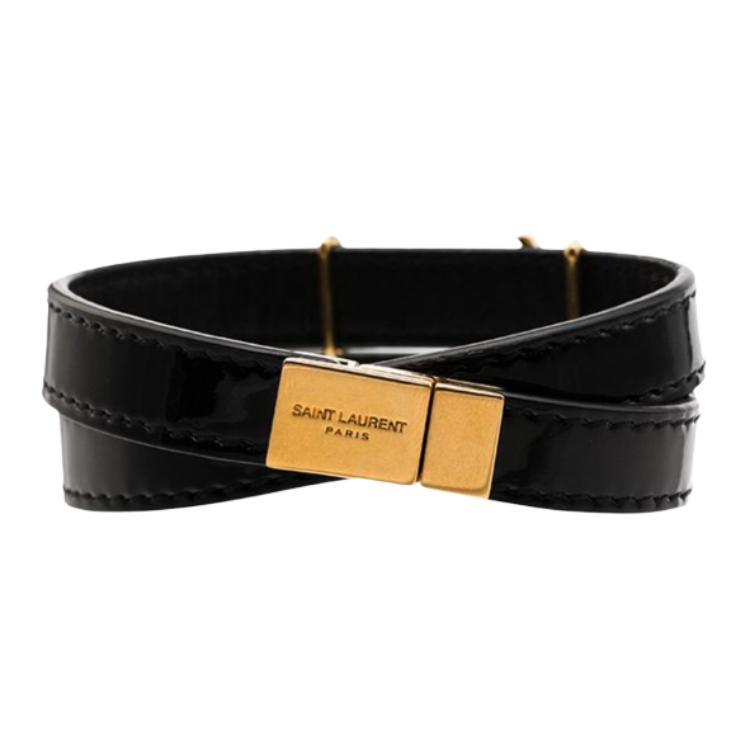 Lookbook SAINT LAURENT 情侣黑色漆皮手链 AHG0J1000