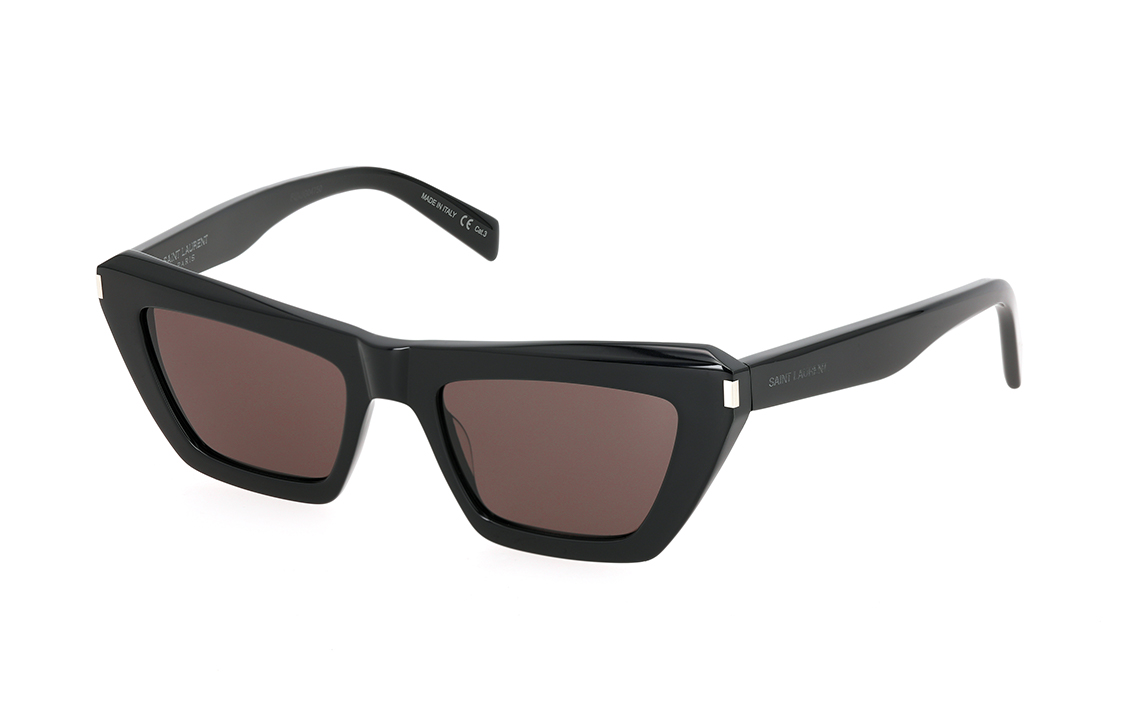 Shop Saint Laurent Unisex Black Sunglasses with Logo Detail and Irregular Frame Design. SL467-001