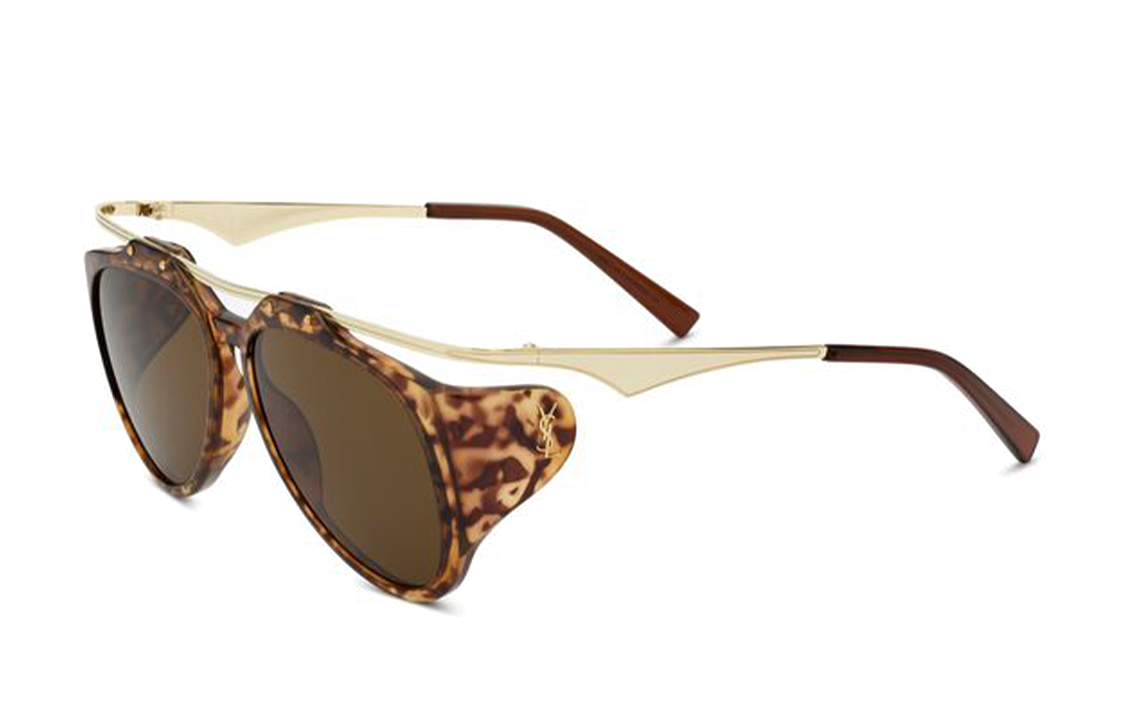 SAINT LAURENT Unisex Brown Sunglasses with Irregular Frame and Logo Temples 791905Y99632350 圖 2