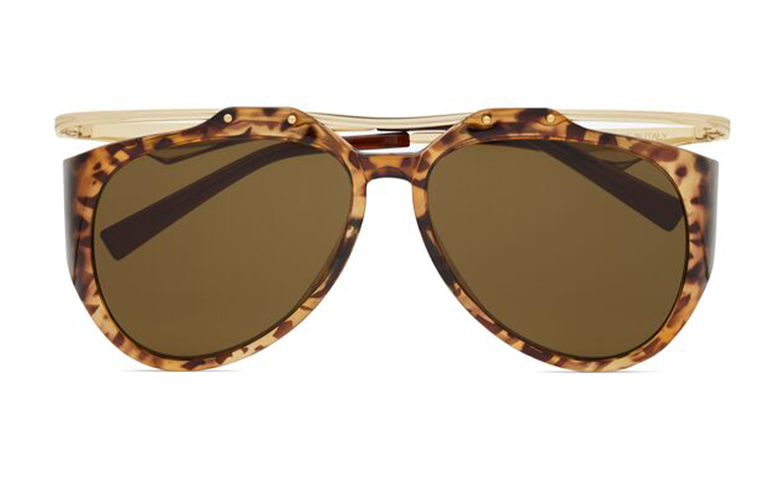 SAINT LAURENT Unisex Brown Sunglasses with Irregular Frame and Logo Temples 791905Y99632350 圖 3