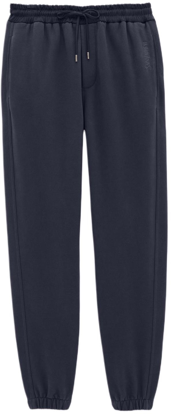 saint-laurent-unisex-fleece-sweatpants-embroidered-drawstring-joggers-blue-778059-y36-sw-4140