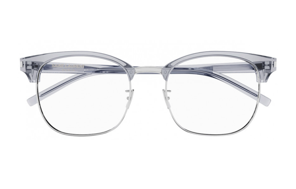 SAINT LAURENT Unisex Grey Irregular Optical Glasses with Logo Temples. SL104003