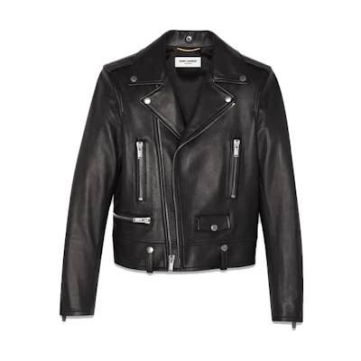 SAINT LAURENT Unisex Long Sleeve Zip-Up Classic Jacket in Black 484284Y5YA21000