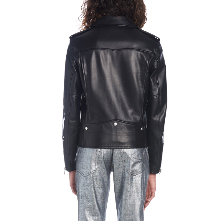 Purchase SAINT LAURENT Jaket Klasik Hitam Unisex Lengan Panjang dengan Resleting 484284Y5YA21000