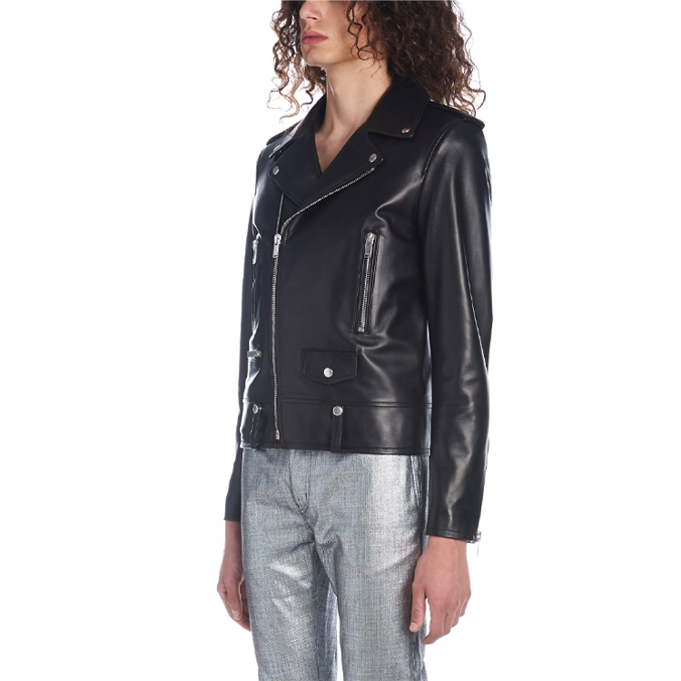 Details for SAINT LAURENT Jaket Klasik Hitam Unisex Lengan Panjang dengan Resleting 484284Y5YA21000