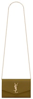 Saint Laurent Uptown Chain Wallet Grain De Poudre Olive Green Saint Laurent Uptown Chain Wallet Grain De Poudre Olive Green