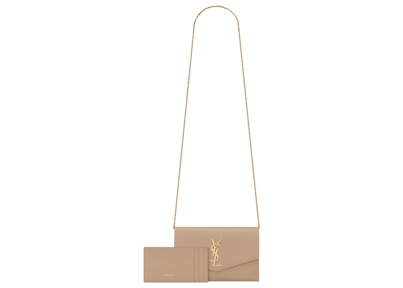 Order Cartera Saint Laurent Uptown Cadena Grain De Poudre Beige Oscuro