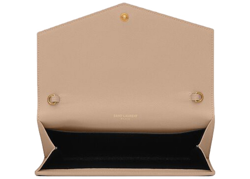 Lookbook Cartera Saint Laurent Uptown Cadena Grain De Poudre Beige Oscuro