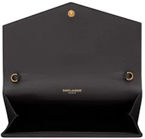 Lookbook Saint Laurent Uptown Chain Wallet Grain De Poudre Storm