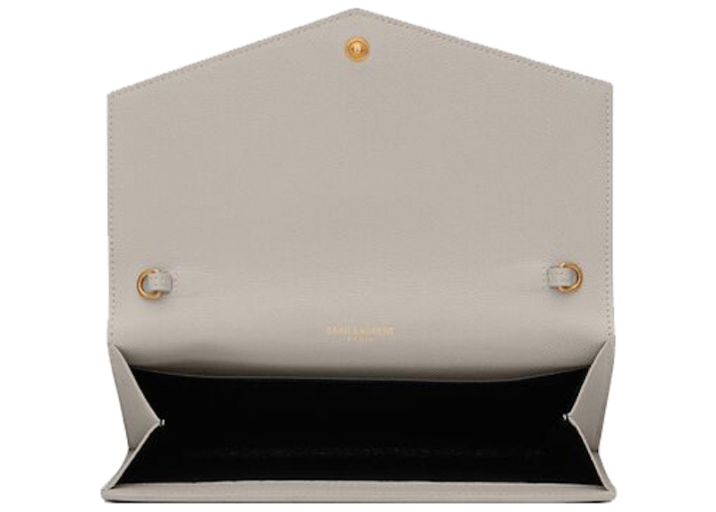 Lookbook Dompet Rantai Saint Laurent Uptown Grain De Poudre Putih Vintage