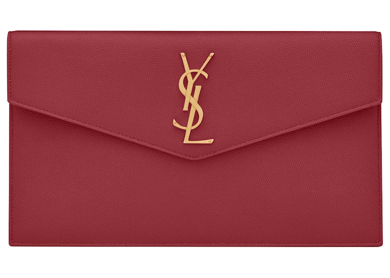 Saint Laurent Uptown Pouch Grain de Poudre Embossed Rouge Opyum