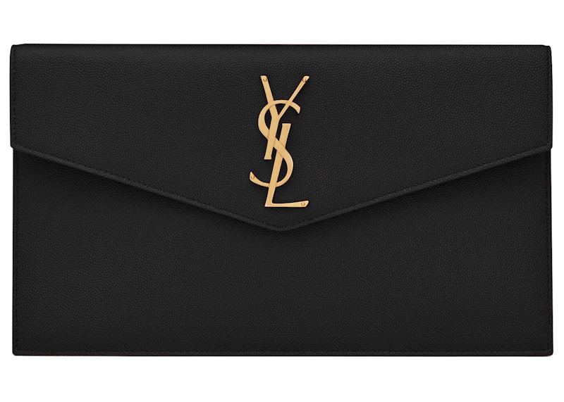 Saint Laurent Uptown Pouch Grain de Poudre Embossed Black