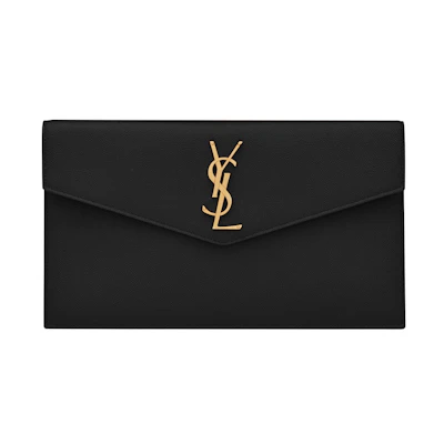 Saint Laurent Uptown Pouch Grain de Poudre Embossed Black
