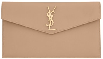 Saint Laurent Uptown Pouch Grain de Poudre Embossed Dark Beige Saint Laurent Uptown Pouch Grain de Poudre Embossed Dark Beige