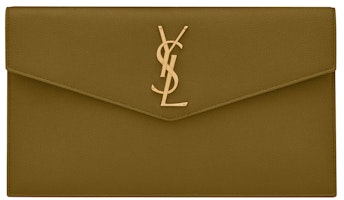 Saint Laurent Uptown Pouch Grain de Poudre Embossed Olive Green Saint Laurent Uptown Pouch Grain de Poudre Embossed Olive Green