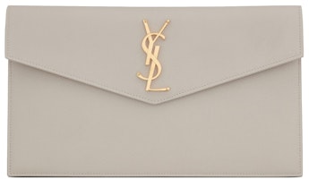 Saint Laurent Uptown Pouch Grain de Poudre Embossed Blanc Vintage Saint Laurent Uptown Pouch Grain de Poudre Embossed Blanc Vintage