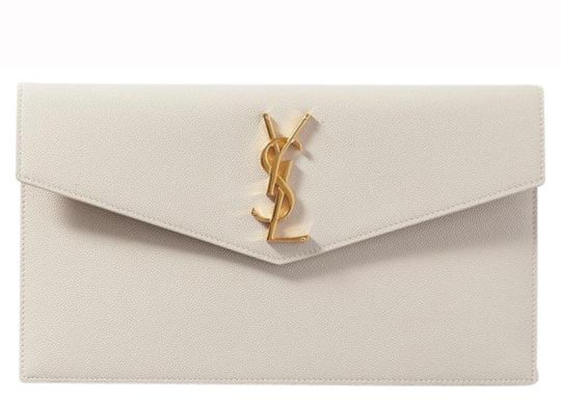Saint Laurent Uptown Pouch Grain de Poudre White