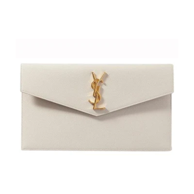 Saint Laurent Uptown Pouch Grain de Poudre White