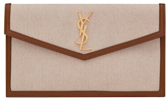 Saint Laurent Uptown Pouch In Canvas and Smooth Leather Natural Beige Saint Laurent Uptown Pouch In Canvas and Smooth Leather Natural Beige