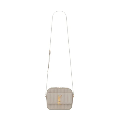 Saint Laurent Vicky Camera Bag Quilted Lambskin Gold-tone Ivory