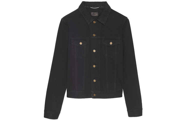 Order SAINT LAURENT Washed Denim Zip-Up Jacket Black 597085YF8991220