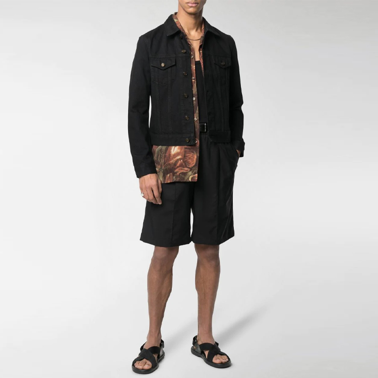 Shop SAINT LAURENT Washed Denim Zip-Up Jacket Black 597085YF8991220