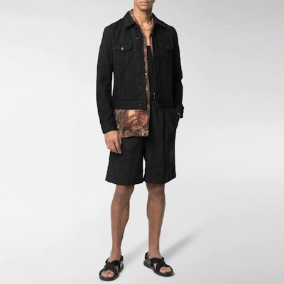 SAINT LAURENT Washed Denim Zip-Up Jacket Black 597085YF8991220 Shop SAINT LAURENT Washed Denim Zip-Up Jacket Black 597085YF8991220