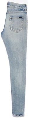 Saint Laurent Washed Distressed Slim Fit Blue Denim Jeans 527389YJ5074568 Lookbook Saint Laurent Washed Distressed Slim Fit Blue Denim Jeans 527389YJ5074568