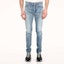 Shop Saint Laurent Washed Distressed Slim Fit Blue Denim Jeans 527389YJ5074568