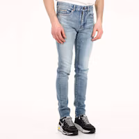Details for Saint Laurent Jeans Slim Fit Biru Denim Lusuh Distressed 527389YJ5074568