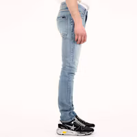 Sizing Saint Laurent Jeans Slim Fit Biru Denim Lusuh Distressed 527389YJ5074568