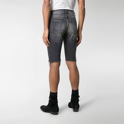 SAINT LAURENT Washed Fringe Buttoned Denim Shorts Mens Black 551367YC8571160 Purchase SAINT LAURENT Washed Fringe Buttoned Denim Shorts Mens Black 551367YC8571160