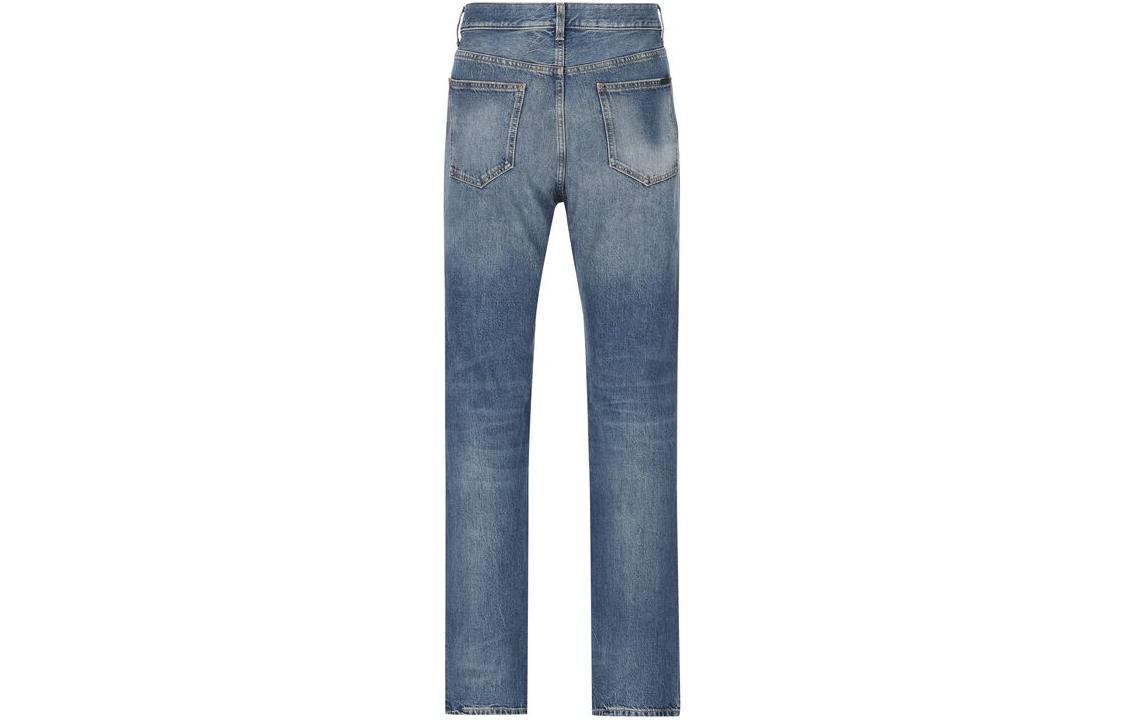 Lookbook SAINT LAURENT Washed Straight-Leg Button Casual Jeans  Blue 757190Y09XB5069