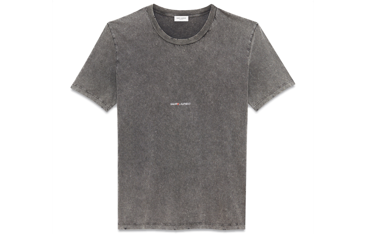 Saint Laurent Washed Vintage Logo Unisex T-Shirt in Grey 498281YB2LO1059