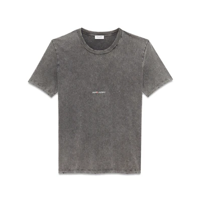 Saint Laurent Washed Vintage Logo Unisex T-Shirt in Grey 498281YB2LO1059