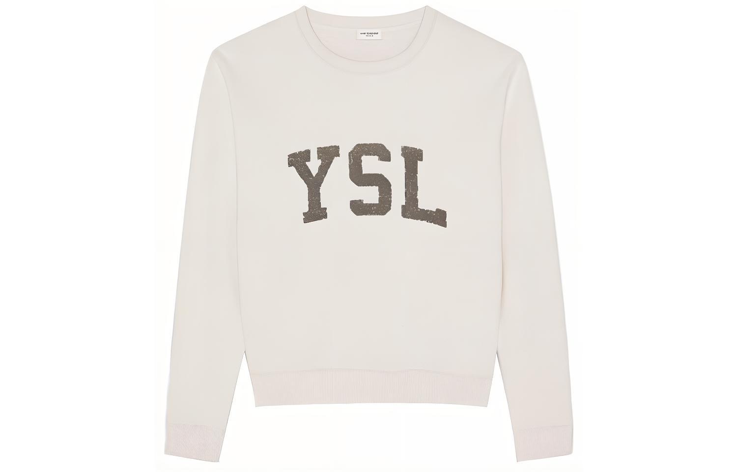 Saint Laurent White Crewneck Sweatshirt with Logo Print 666979Y36IP9766