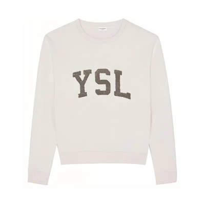 Saint Laurent White Crewneck Sweatshirt with Logo Print 666979Y36IP9766