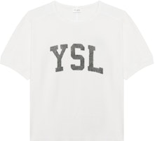 SAINT LAURENT White Logo Crewneck T-Shirt 667856Y36JG9766 SAINT LAURENT White Logo Crewneck T-Shirt 667856Y36JG9766
