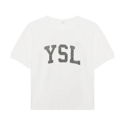 SAINT LAURENT White Logo Crewneck T-Shirt 667856Y36JG9766