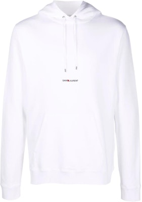 SAINT LAURENT White Logo Print Drawstring Hoodie. 677259YB2PG9000 Buy SAINT LAURENT White Logo Print Drawstring Hoodie. 677259YB2PG9000