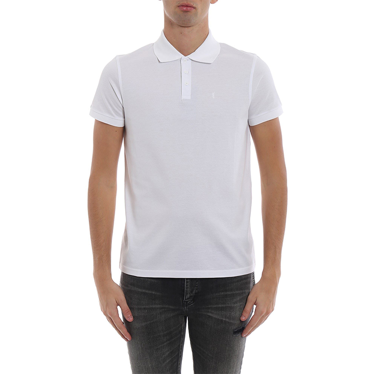 Shop 圣罗兰白色刺绣小标短袖POLO衫 554052YB2OC9000
