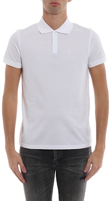 圣罗兰白色刺绣小标短袖POLO衫 554052YB2OC9000 Shop 圣罗兰白色刺绣小标短袖POLO衫 554052YB2OC9000