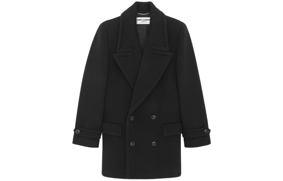 SAINT LAURENT Wool Peacoat Double-Breasted Jacket Men’s Black 753137Y060R1005 圖 2