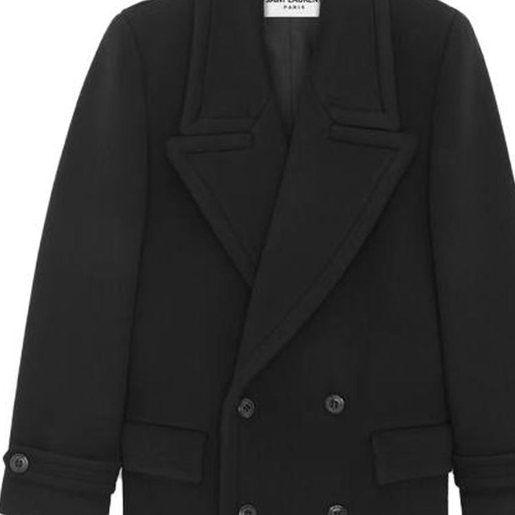 SAINT LAURENT Wool Peacoat Double-Breasted Jacket Men’s Black 753137Y060R1005 圖 6