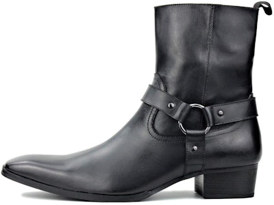 聖羅蘭 皮革 拉鍊圓頭時尚 短靴 男款 黑色 Buy 聖羅蘭 皮革 拉鍊圓頭時尚 短靴 男款 黑色