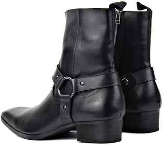 聖羅蘭 皮革 拉鍊圓頭時尚 短靴 男款 黑色 Shop 聖羅蘭 皮革 拉鍊圓頭時尚 短靴 男款 黑色