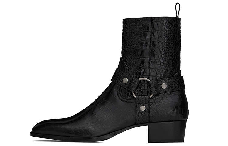 Saint Laurent Wyatt 'Black Croc Embossed' 60351506A001000