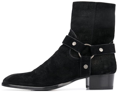 圣罗兰Wyatt黑色绒面尖头粗跟短靴 6035151Y2001000 Buy 圣罗兰Wyatt黑色绒面尖头粗跟短靴 6035151Y2001000
