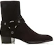 Order Saint Laurent Wyatt 'Black Suede Pointed Toe Block Heel Ankle Boot' 6035151Y2001000